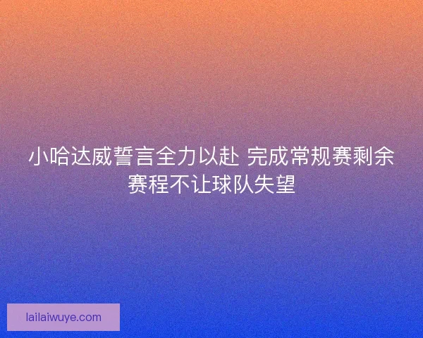 小哈达威誓言全力以赴 完成常规赛剩余赛程不让球队失望